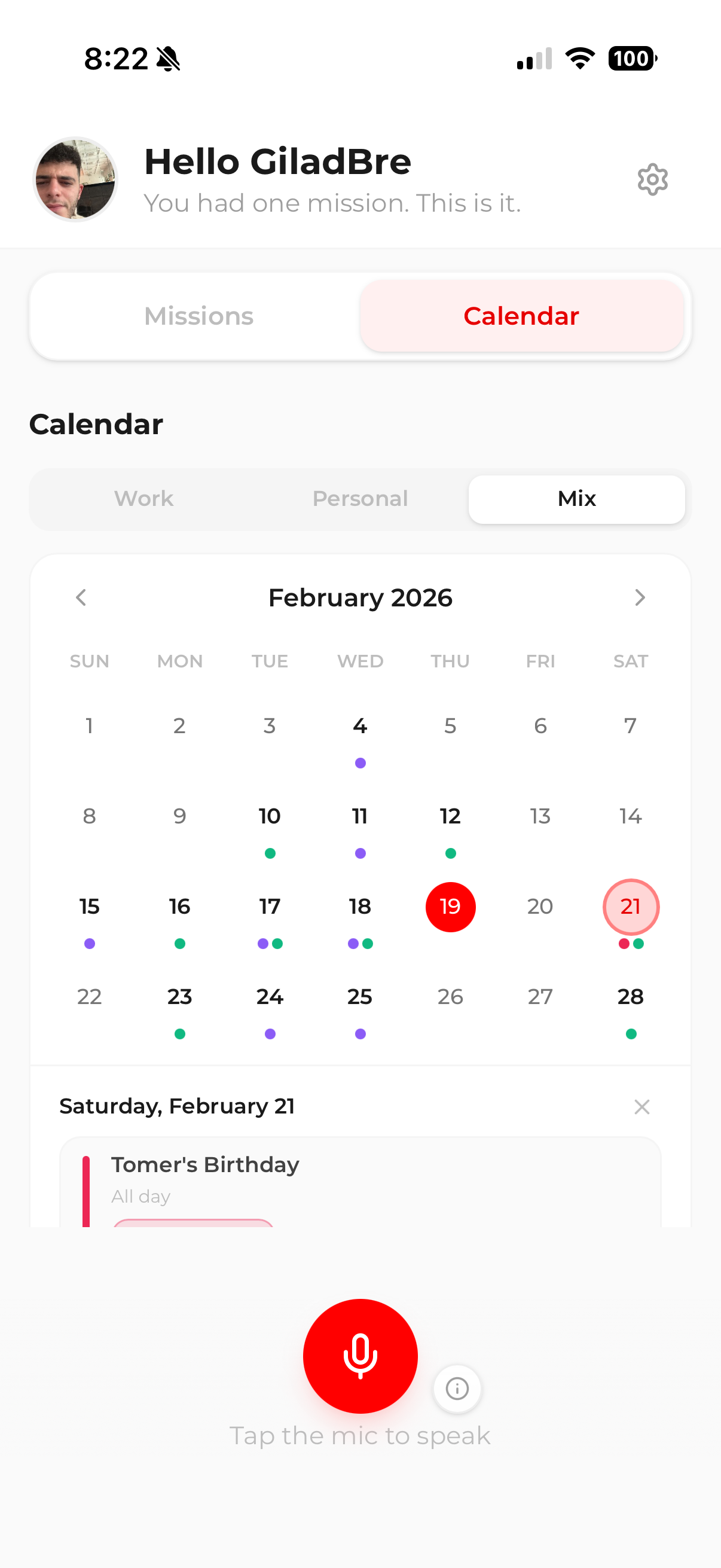 PMM app preview on mobile showing mission management and clean task flow
